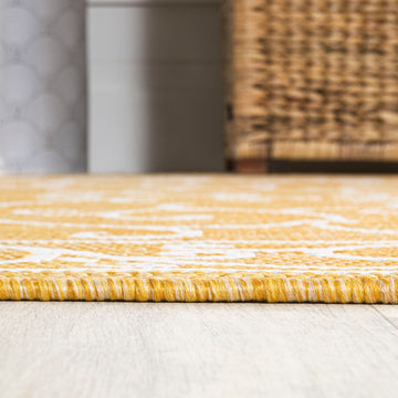 Charleston Vintage Filigree Textured Weave Indoor/outdoor Round Rug